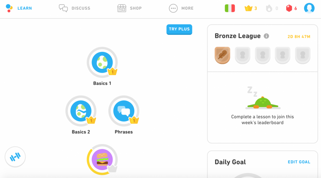 Duolingo interface