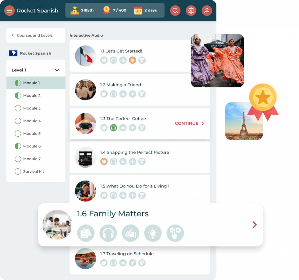 Rocket Languages interface
